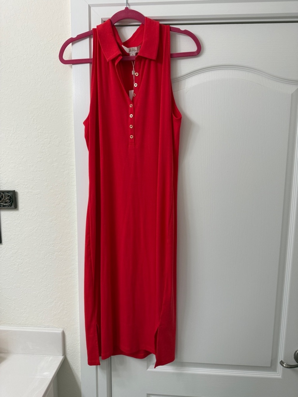 Lilly Pulitzer Sleeveless Polo Midi Dress in Bright Red